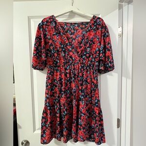 Floral print butterfly sleeve dress